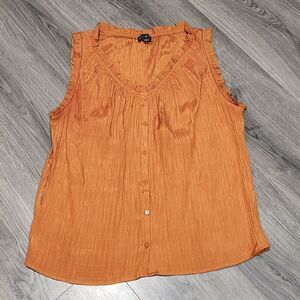 Wonderly Crinkle Goldenrod Ruffle Tank Top